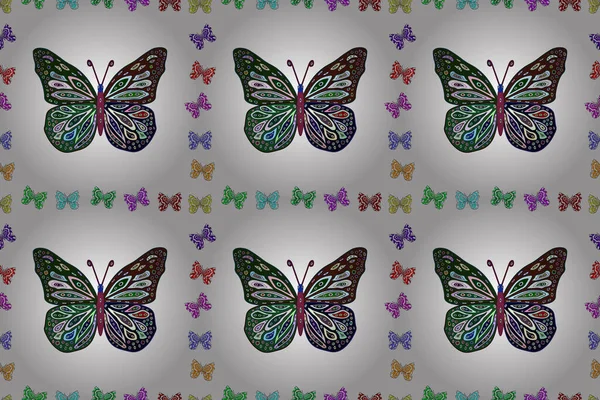 Изображения Сером Зеленом Белом Цветах Бабочки Летающие Цветочных Джунглях Оформляют — стоковое фото