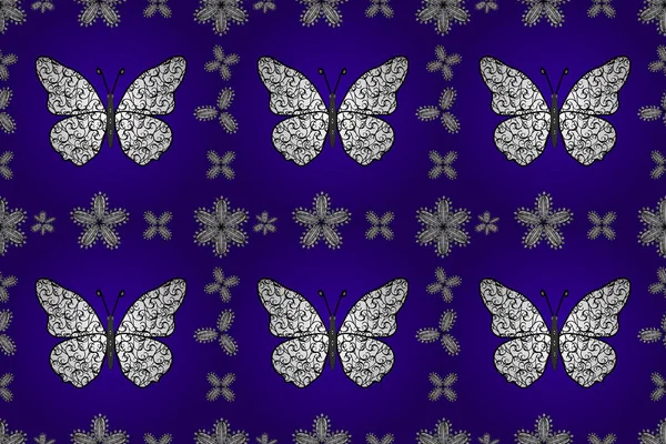 Seamless Background Colorful Butterflies Decor Blue White Black Background Clothing — Photo
