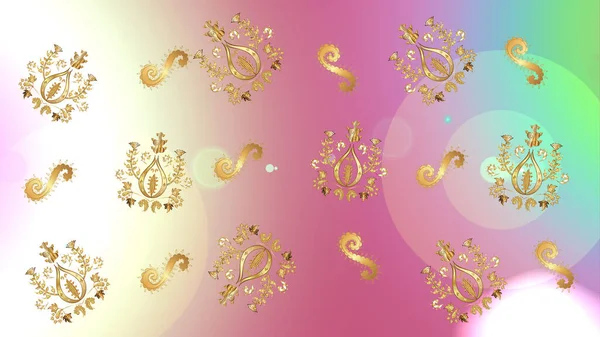 Східний Растровий Класичний Рожевий Бежевий Нейтральний Золотистий Візерунок Безшовний Абстрактний — стокове фото