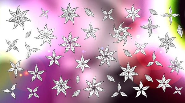 ヴィンテージスタイルのラスターフラワーイラスト 花のシームレスなタンダーパターン ラスターイラスト 優しい 春の花のニュートラル ピンクと白の色 — ストック写真