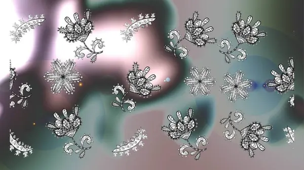 Квітковий Принт Растровий Квітковий Нейтральний Сірий Білий Безшовний Візерунок Растровий — стокове фото