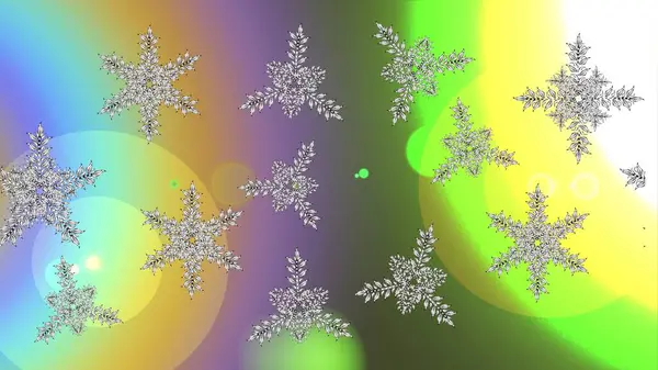 Boże Narodzenie Wzór Płatków Śniegu Abstrakcyjne Tło Rastrowa Ilustracja Zielone — Zdjęcie stockowe