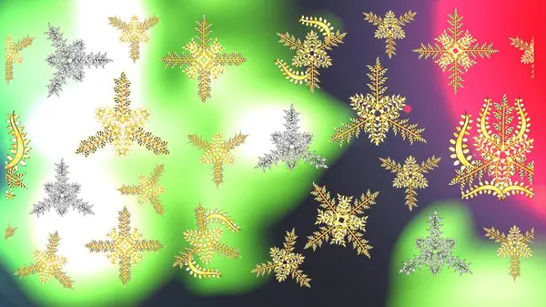 Flocos Neve Aquarela Isolados Cores Douradas Bela Decoração Ilustração Floco — Fotografia de Stock