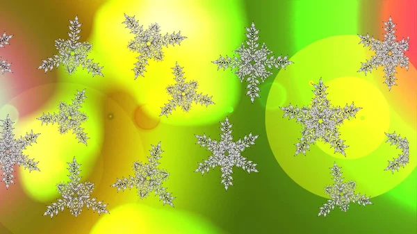 Плоскі Снігові Каракулі Іконки Силует Снігових Пластівців Жовтого Коричневого Зеленого — стокове фото