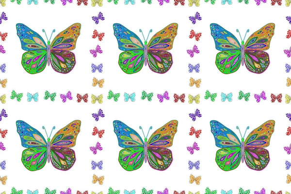 Trendy Decoratie Met Mooie Butterfly Silhouetten Zomer Achtergrond Met Vlinders — Stockfoto