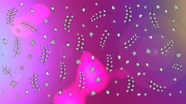 Renkli Bahar Teması eskiz kalıbı. Mor, mor ve morumsu renkte çiçekler. Düz Çiçek Elementleri Tasarımı. Sevimli çiçek raster deseni.