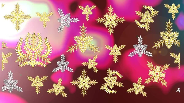 落ちてくる雪の結晶 Snowflakes Raster クリスマス抽象的なカラフルな背景パターン ラスター図 — ストック写真