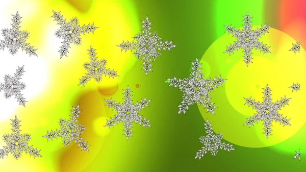 Novoroční Sněhová Vločka Roztomilý Abstraktní Sněhové Vločky Rastrový Design Zelené — Stock fotografie