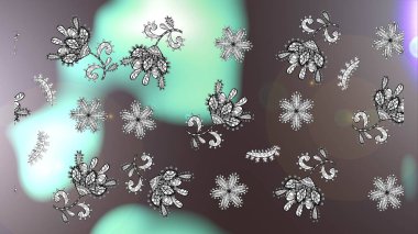 Çiçekli güzel suluboya desen. Raster illüstrasyonu. Tarafsız, gri ve kahverengi renklerde.