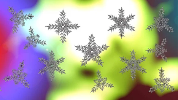 拉斯特插图 网页上漂亮的雪花图标的简单示例 漂亮的雪花图标 在五彩斑斓的背景上孤立可爱的雪花 — 图库照片