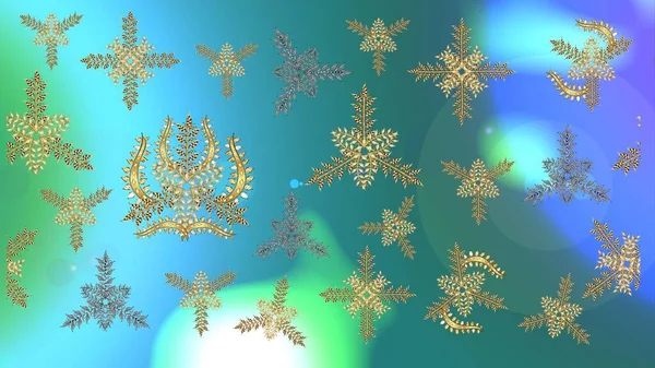 Rasterillustration Snowflake Doodle Grafisk Håndtegnet Farverige Snefnug Til Jul Vinter - Stock-foto
