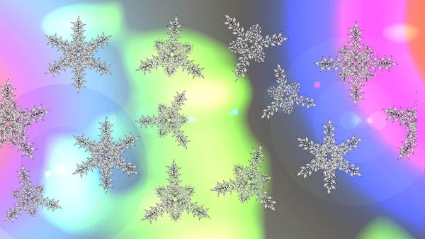 Візерунок Сніжинками Растрові Сніжинки Фону Сніжинка Барвистий Візерунок Плоский Дизайн — стокове фото
