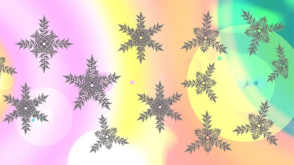 Сніжинки Бежевому Нейтральному Жовтому Кольорах Растрова Ілюстрація Ізольовані Милі Сніжинки — стокове фото