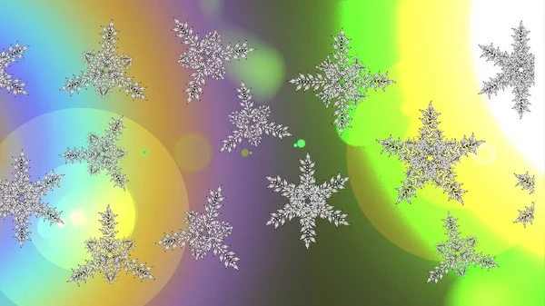 Piękna Zimowa Ozdoba Izolowany Rastrowego Zielonego Neutralnego Beżowego Płatka Śniegu — Zdjęcie stockowe