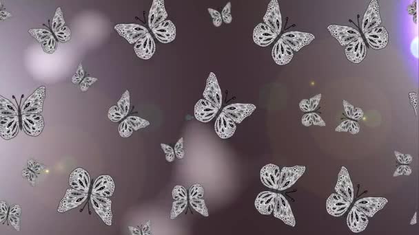 Mozgókép Háttér Színes Elemekkel Virágok Vintage Zászlóstílus Pillangók — Stock videók