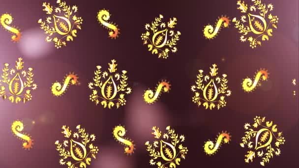 Bewegtbild Hintergrund Mit Bunten Elementen Blumen Vintage Flaggenstil Gold Gold — Stockvideo