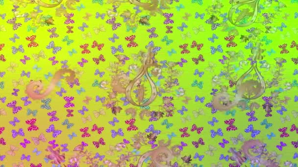Фон Съемки Движения Красочными Элементами Цветы Винтажные Стиле Флага Видео — стоковое видео