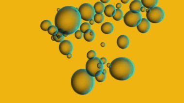 Renkli toplar ve baloncuklar ile hareket arkaplanı.