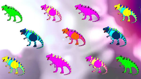 Rex의 배경에 스타일과 아시아 행복한 Dinos의 색깔에서 가공하는 래스터는 — 스톡 사진