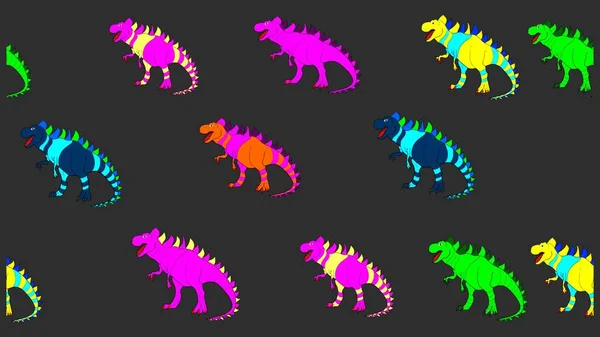 Иллюстрация Динозавров Новый Год Изображение Серых Пурпурных Голубых Цветах Симпатичный — стоковое фото