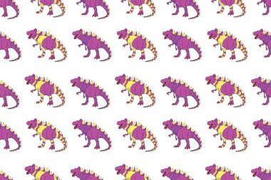 Dinozorlarla birlikte geometrik kusursuz desen. Renkli kertenkele benzeri dinozorlar paketleme ya da giydirme için. Saurischian dinozorları.