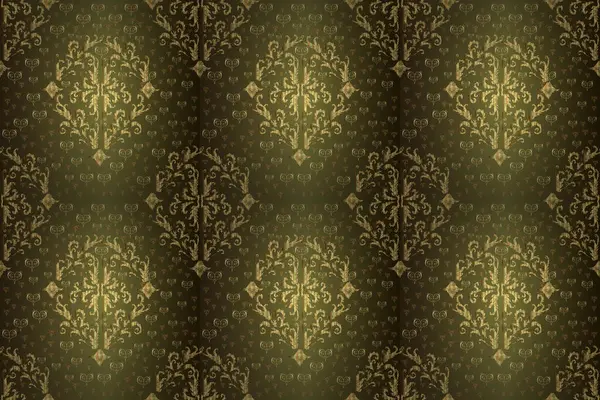 Naadloze Patroon Bloemen Bloemen Patroon Illustratie Rasterillustratie Krullen Bruine Groene — Stockfoto
