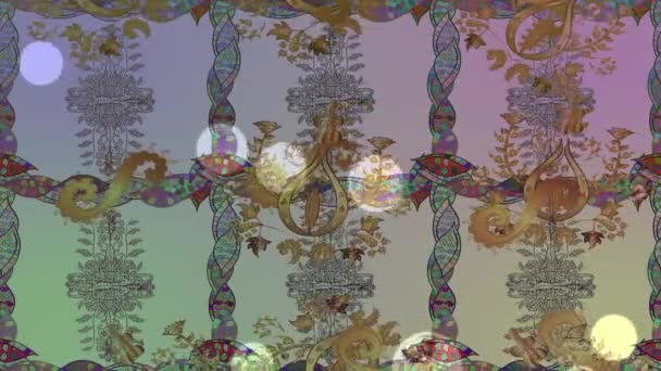 Bewegingsbeelden Achtergrond Met Kleurrijke Elementen Bloemen Traditioneel Vlag Stijl Een — Stockvideo