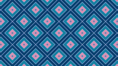 Renkli unsurlarla hareketli arka plan görüntüleri. Çiçekler. Eski model. Bayrak tarzı. Video kaydı. Şablon. Kare, geometrik, eşkenar dörtgen