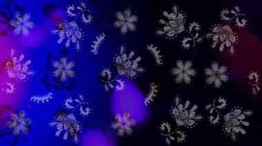 Renkli unsurlarla hareketli arka plan görüntüleri. Çiçekler. Eski model. Bayrak tarzı. Video kaydı. Şablon.