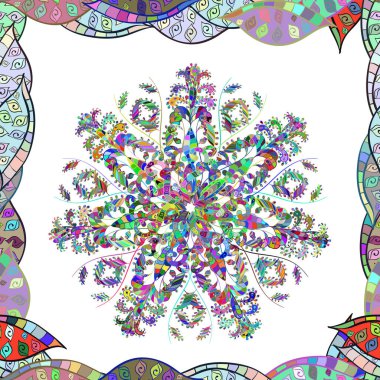 Düz Çiçek Elementleri Tasarımı. Tarafsız, beyaz ve mavi renklerde çiçekler. Renkli Bahar Temalı Kusursuz Arkaplan. Güzel çiçek vektör deseni.