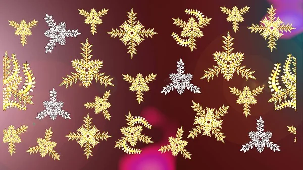 Snowflakes pattern. Raster illustration. Snowflake colorful pattern. Raster snowflakes background. Flat design with abstract snowflakes isolated on colors background.