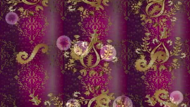 Materiał Filmowy Kolorowymi Elementami Kwiaty Klasyka Styl Flagi Nagranie Wzór — Wideo stockowe