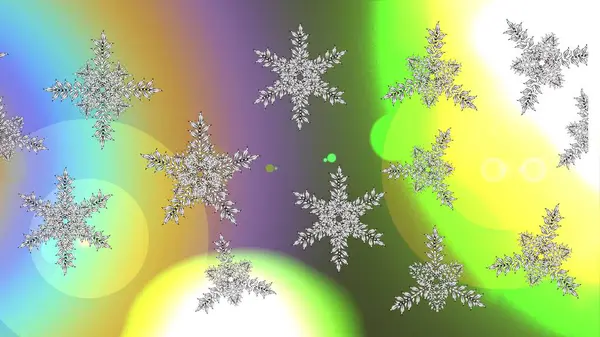 Xmas frost snow flake isolated silhouette symbol. Snowflake raster background. Winter green, blue and neutral christmas snow flat crystal element. Raster design. Weather illustration ice collection.