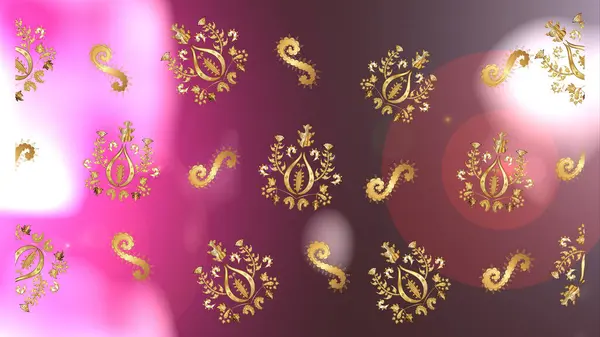 Gyllene Element Lila Bruna Och Rosa Färger Blommönster Tapetbarock Damast — Stockfoto