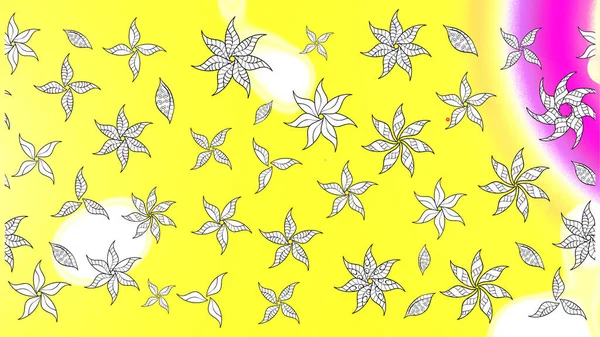 Flat Flower Elements Design. Flowers on gray, yellow and white colors. Seamless retro pattern with flowers. Colour Summer Theme seamless pattern Background.