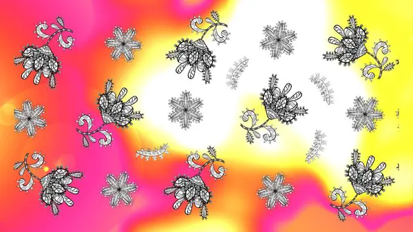 Trendy seamless Floral Pattern In Raster illustration. Flowers on pink, yellow and white colors. Colour Summer Theme seamless pattern Background. Flat Flower Elements Design.