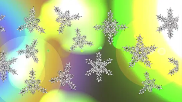 stock image Crystal snowflake in green, beige and neutral colors. Raster illustration.