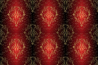 Barok tarzında kusursuz bir doğulu süsü. Geleneksel altın sarısı desenli kırmızı, kahverengi ve siyah üzerinde altın elementlerle.