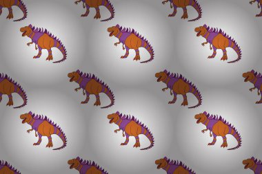 Dinozorlarla birlikte geometrik kusursuz desen. Renkli kertenkele benzeri dinozorlar paketleme ya da giydirme için. Saurischian dinozorları.