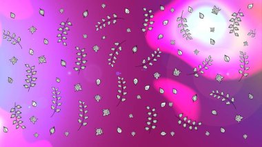 Raster illüstrasyonu. El yapımı çiçek ve bitki koleksiyonu. Eskiz tarzı mor, mor ve pembe renklerde. Raster illüstrasyonu. Şirin karalamalı çiçek deseni çiz..