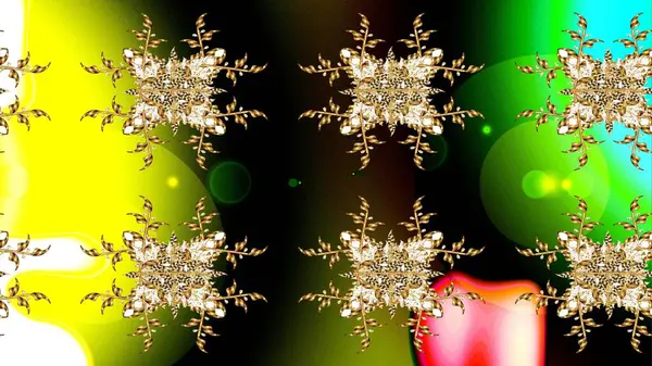 stock image Snowflakes collection. Raster illustration. Fine winter ornament. Isolated of raster golden snowflakes.