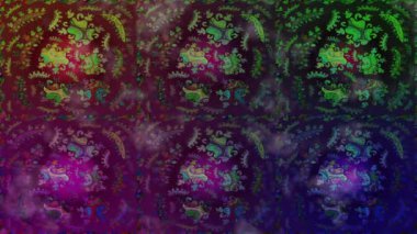 Renkli unsurlarla hareketli arka plan görüntüleri. Çiçekler. Eski model. Bayrak tarzı. Video kaydı. Şablon. Ekran koruyucular ya da reklamlar için karalama. Kusursuz. Döngü.