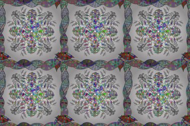 Çiçeklerle suluboya desenli çiçek deseni. Çizim. Tarafsız, beyaz ve gri renklerde güzel tekstil..