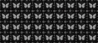 Suluboya soyut parlak desenli kelebek kanatları, retro renkler. Gri, beyaz ve siyah renkli resimler. Kumaş, tekstil, baskı ve davet için arkaplan.