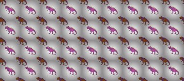 Renkli kertenkele benzeri dinozorlar paketleme ya da giydirme için. Saurischian dinozorları. Dinozorlarla geometrik, pürüzsüz desen.