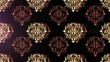 Damask pürüzsüz süsü. Geleneksel raster ve altın desen. Klasik oryantal desen siyah, kahverengi ve gri renkler üzerine.