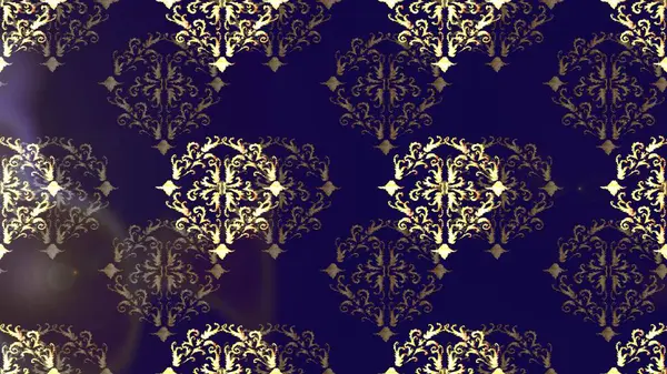 stock image Seamless oriental ornament in the style of baroque. Traditional classic golden pattern. Raster oriental ornament. Golden pattern on blue, gray and brown colors with golden elements.