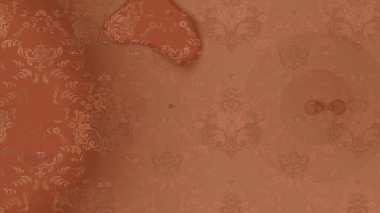 Patlayan çiçekler soyut olarak yerleştirilmiş. Raster deseni. Kahverengi, pembe ve bej renklerde bahar çiçekleri. Raster illüstrasyonu.