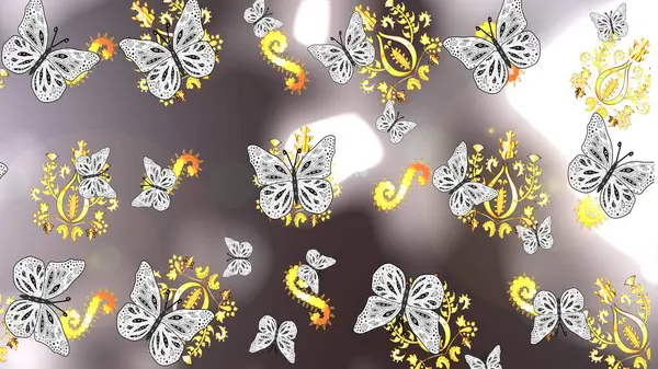 stock image Lovely sketch butterfly cloth background on brown, gray and neutral. Repeating insect fabric clipart for clothing fabric. Sketch, doodle, scribble. Raster design. Endless. Spring butterfly theme.