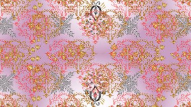 Çiçekli, suluboya desenli kusursuz çiçek deseni. Tarafsız, pembe ve bej renkli çiçekler. Renkli Bahar Temalı Kusursuz Arkaplan. Düz Çiçek Elementleri Tasarımı. Raster illüstrasyonu.